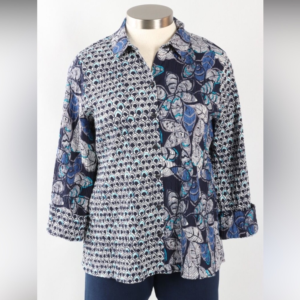 Habitat Shaped Navy Rustling Leaves Button Down Shirt